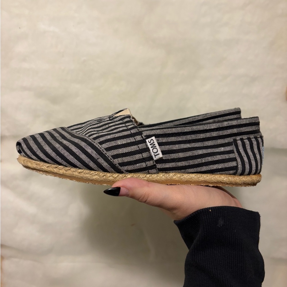 Toms- Black & Gray Striped Espadrilles